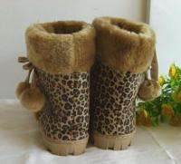 Brown Leopard Women Winter Snow Boots Warm Shoes 3Sizes  