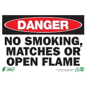 Zing Eco Safety Sign, Header DANGER, NO SMOKING MATCHES OR OPEN 