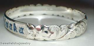 40mm Hawaiian Silver Hula Uli Uli Custom Bangle 9.5  