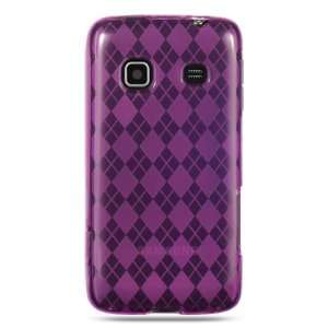 HOT PINK TPU Argyle Gel Skin Cover Case for Samsung Prevail M820 