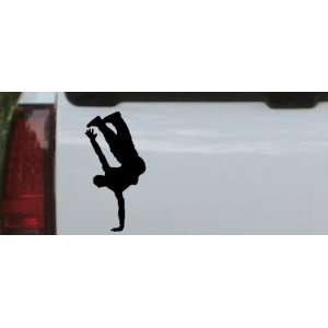 Black 4in X 2.1in    Dancer One Hand Stand Silhouettes Car Window Wall 
