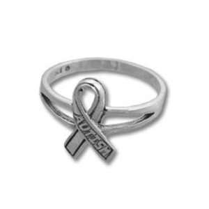  Autism Awareness Ribbon Sterling Silver Ring Size 9 