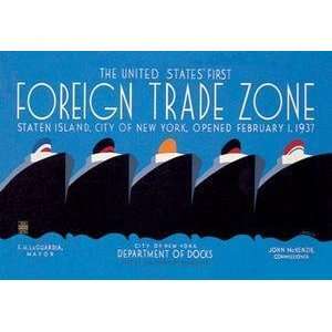  Vintage Art United States First Foreign Trade Zone 