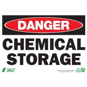 Zing Eco Safety Sign, Header DANGER, CHEMICAL STORAGE, 10 Width x 