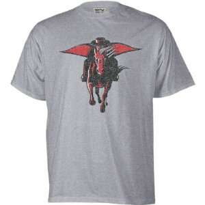  Texas Tech Red Raiders Grey Distressed Mascot T Shirt 