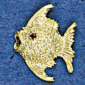  Mark Edwards 14K Gold Large Fish Nautical Pendant with Ruby 