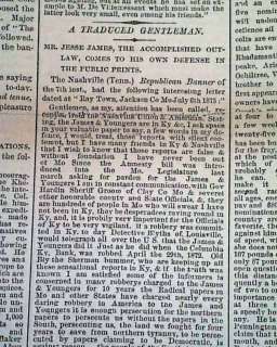 Rare JESSE JAMES GANG Outlaw Letter signed by Jesse James 1875 Old 