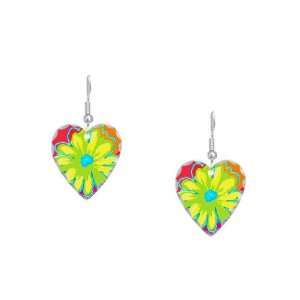    Earring Heart Charm Daisy Vivid Stripes Artsmith Inc Jewelry