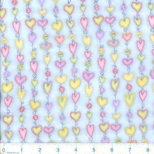  42 Wide Flannel Bedtime Stories Rows of Hearts Baby Blue 