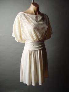 Romantic Sheer Ivory Crochet Lace Twofer 60s Vtg y Retro Boho Elegant 