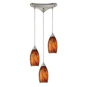  Galaxy 3 Light Pendant In Brown And Satin Nickel Finish 