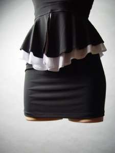  Ruffled Peplum Waist Pinup Twisted Cutout Back Mini Dress S  