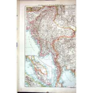  Antique Map C1893 Burma Malay Peninsula Bengal China Siam 