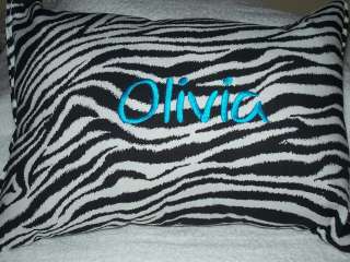   Made Crafted Cotton Zebra Black White Pillow Decor Teens Tweens Custom