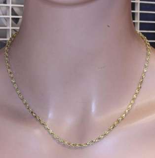 14k yellow gold 3mm marquise cut turkish rope necklace chain 10.4g 