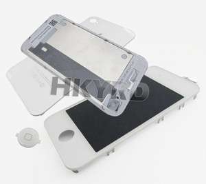 White Front Touch LCD+Back Cover+Button for Iphone 4G  