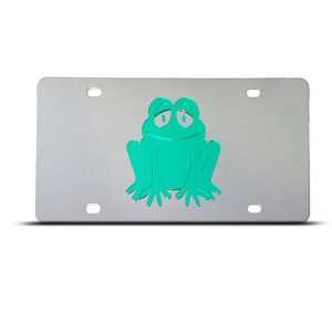 Frog Funny Mirror Finish Metal Stainless Steel License Plate Sign Tag 
