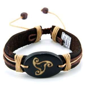  Trendy Celeb Genuine Leather Bracelet   CELTIC TRISKELE Jewelry
