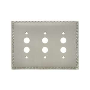   Triple Push Button Switch Plate in Satin Nickel.