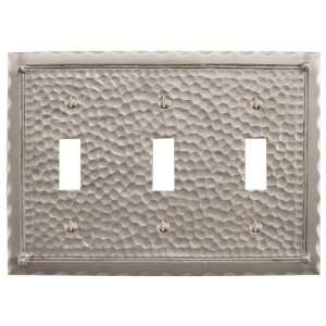   Brass Hammered Triple Switch Plate   Brushed Nickel