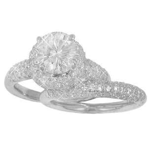 90 ct. TW Round Diamond Engagement Set in 14k Pave Mounting with 