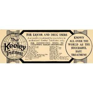  1915 Ad Keeley Treatment for Alcoholics Institutes 