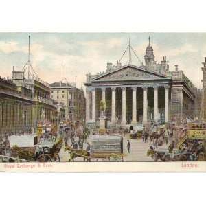   Vintage Postcard   The Royal Exchange and Bank   London England UK
