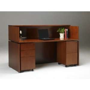   Reception Screen, Mobile Pedestal, and Center Drawer in Toffee Office