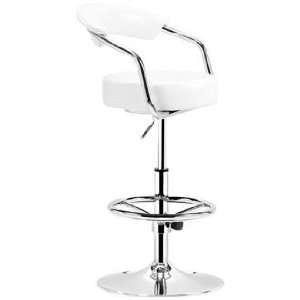  Zuo Barber White Adjustable Bar or Counter Stool
