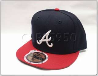Atlanta Braves Cap New Era Youth/Kids Hat 5950 Navy Red  