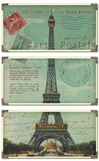 Triptych Print Eiffel Tower Postcard Vintage French  