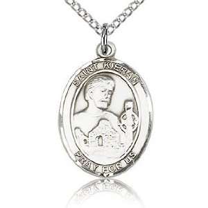    Sterling Silver 3/4in St Kieran Medal & 18in Chain Jewelry