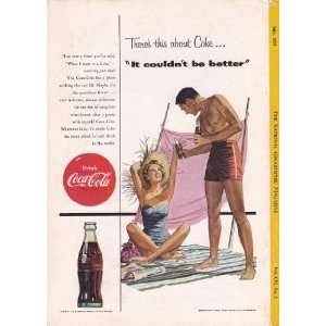   Guy and Gal at Beach Couldnt Be Better Original Coke Ad Everything