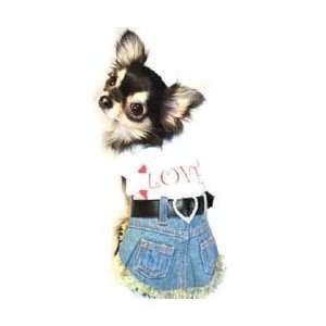  Love Hearts Denim Dog Dress   Size MEDIUM MED. M 