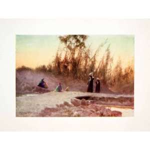  1906 Color Print Egypt Desert Well Balass Women Land 