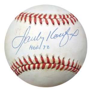  Sandy Koufax Signed Baseball   with HOF 1972 Inscription 