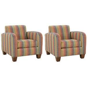 Kyra Designer Style Contemporary Fabric Club Accent Chair Set of 2 