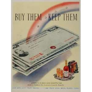  1945 Ad WWII War Savings Bonds Kentucky Tavern Whiskey 