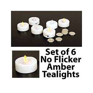  Battery Operated No Flicker Tealights   Set of 6