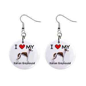  I Love My Italian Greyhound Button Earrings Everything 