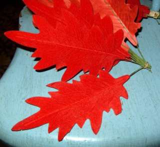 Vintage 40s RED VELVET Fabric Millinery Flower Leaves Xmas Corsage 