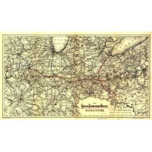  1881 map Indiana, Bloomington & Western Railroad