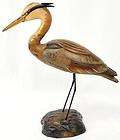 Tall Blue Heron Standing Tom Taber Large Shorebird Decoy Early 
