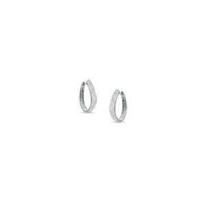  ZALES Diamond Pave Hoop Earrings in 14K White Gold 1 CT 