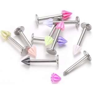18g   16g Acrylic Beac CONE Spike Labret Stud 18g 5/16~8mm 3mm Mix My 