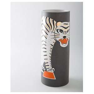  Waylande Gregory Tiger Brown Vase (12 x 4.5)