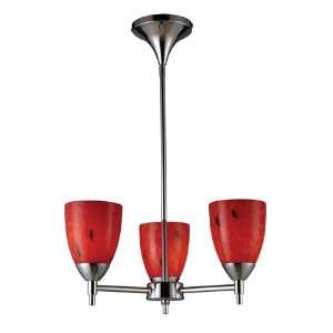  Celina 3 Light Chandelier In Polished Chrome And Fire Red 