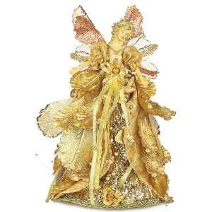  11.5 Beautiful Tree Topper Mantel Cabbage Angel   Gold 