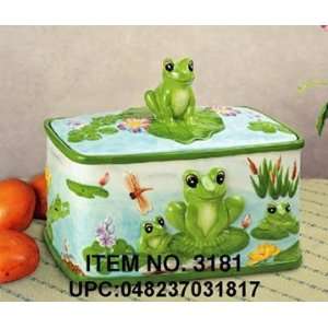  Green Frog Ceramic Bread Box