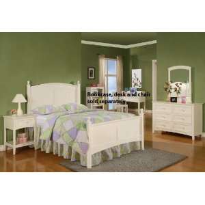 4pc Youth Full Size Bedroom Set in White Finish 